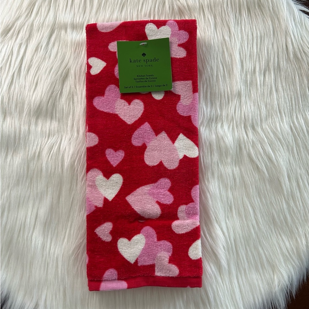Kate Spade ♠️ New York Hearts Kitchen Towels Set of 2